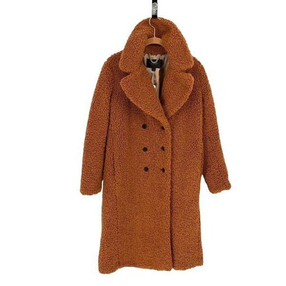 J. CREW Double Breasted Teddy Sherpa Coat Adobe Clay Small NWT - Picture 3 of 11